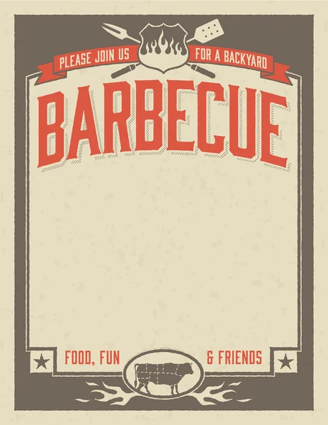 Invito barbecue cortile — Vettoriale Stock