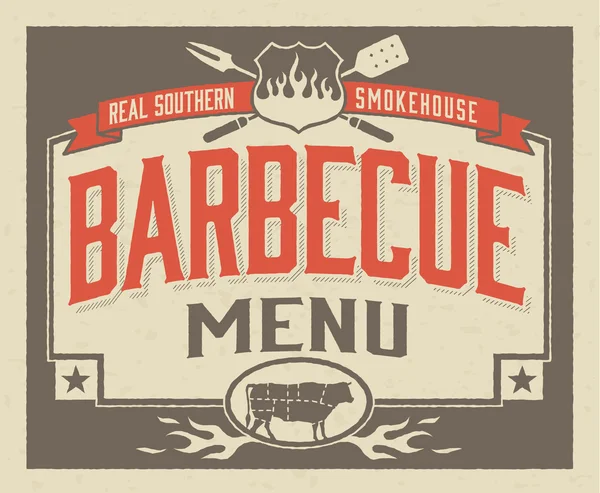 Véritable modèle de menu de barbecue du Sud — Image vectorielle