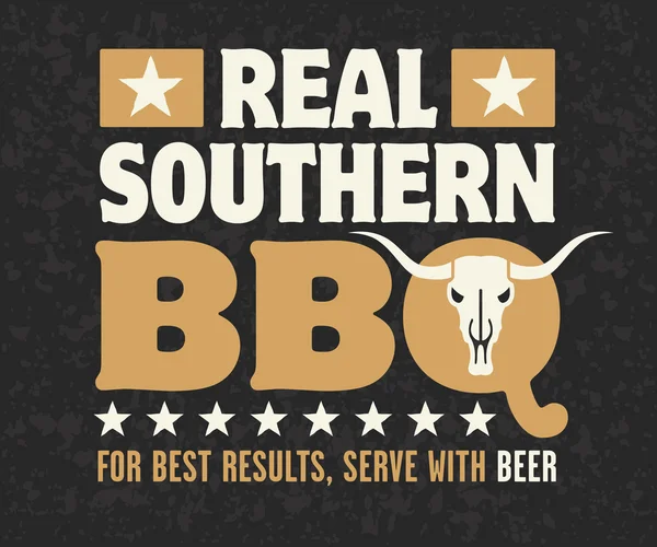 Real Southern Barbecue Emblem — Stock Vector