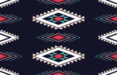 Geometrik etnik kalıp geleneksel arka plan, halı, duvar kağıdı, giysi, ambalaj, batik, kumaş, sarong tasarımı