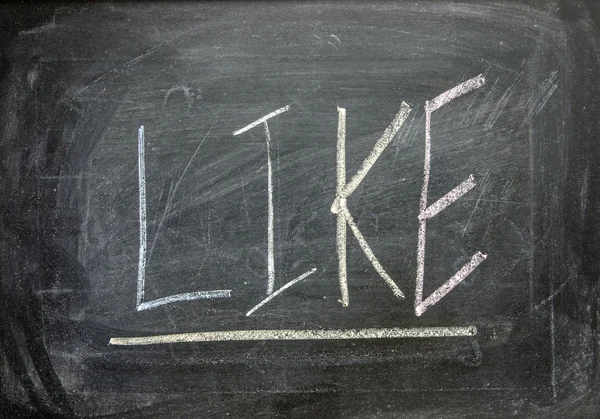 The word "LIKE" written on blackboard — Stock Photo, Image