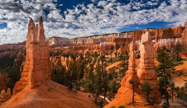 Bryce Canyon sahne, derin mavi gökyüzü üzerinde profilli