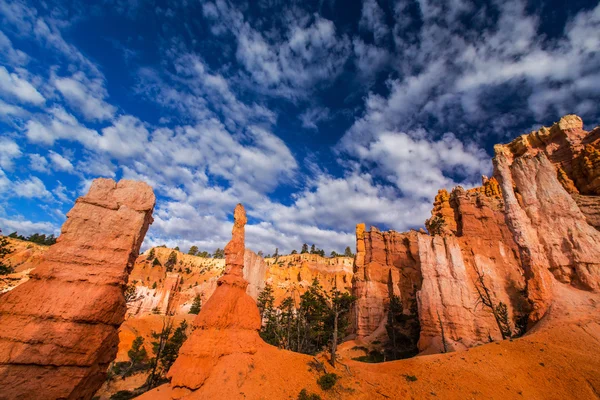 Bryce Canyon táj, mélykék ég profilozott — Stock Fotó