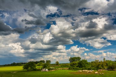 fırtına bulutları ile kırsal manzara
