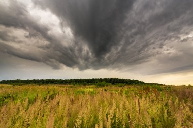 fırtına bulutları ile kırsal manzara