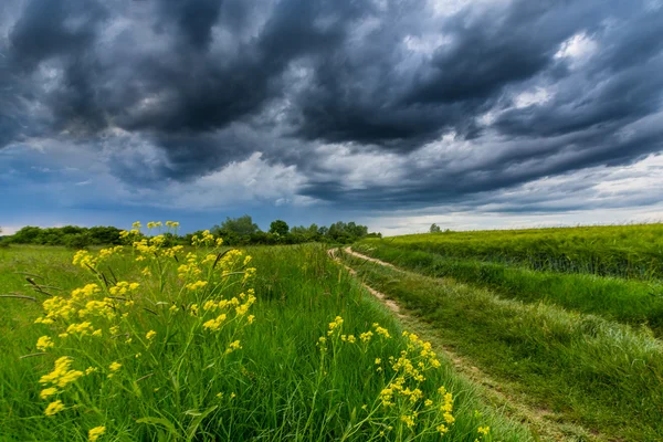 Paisaje rural con nubes de tormenta — Foto de Stock