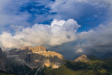 Summer scenery in the Dolomite mountains, Italy, with beautiful cloudscape