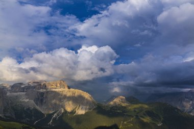 Summer scenery in the Dolomite mountains, Italy, with beautiful cloudscape