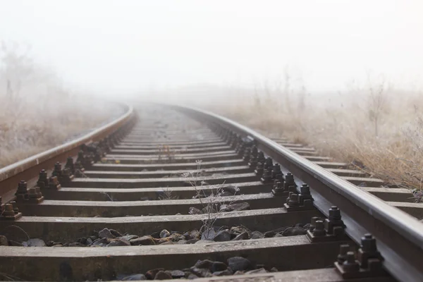 Ferrovia nella nebbia — Foto Stock