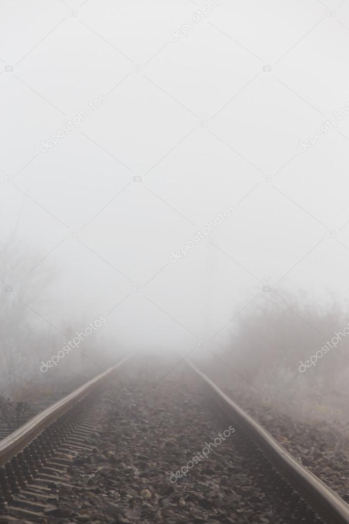 Railroad in the fog
