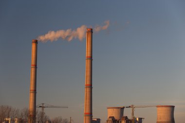 Kömür dumanı ile endüstriyel sahne bitki powered