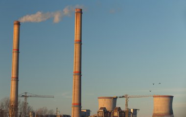 Kömür dumanı ile endüstriyel sahne bitki powered