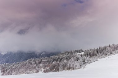 Dağlarda kış manzarası