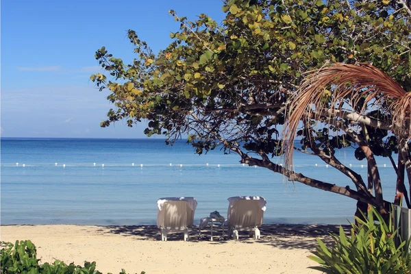 Tropical beach in Jamaica and blue Caribbean sea — Stock Photo, Image