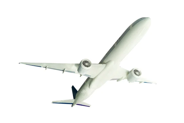 Vista Aereo Trasporto Commerciale Passeggeri Merci Volo Isolato Sfondo Bianco — Foto Stock