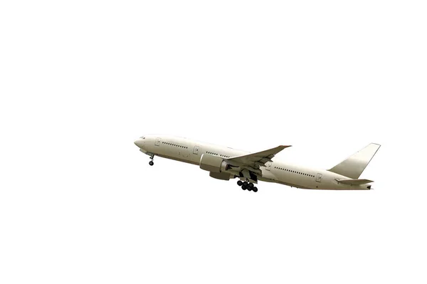 商务客运或货物运输用飞机侧视图 白色背景 有剪切线 — 图库照片