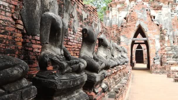 Zittend Boeddha Beeld Cement Gebouwd Moderne Geschiedenis Ayutthaya Thailand — Stockvideo
