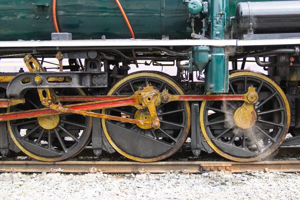 Ruota Del Treno Della Locomotiva Vapore Prepara Partire Avviare Generatore — Foto Stock