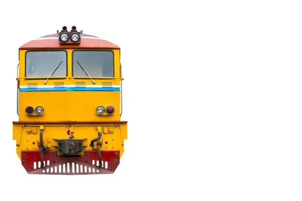 Testa Treno Trainato Diesel Locomotiva Elettrica Con Isolato Sfondo Bianco — Foto Stock