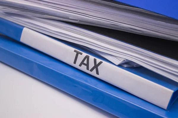Složka Daňové Dokumenty Koncepce Papírových Souborů Roční Platba Daně — Stock fotografie
