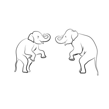 Fil Asya Stand Up grafik tasarım vektörü çizim ana hatları