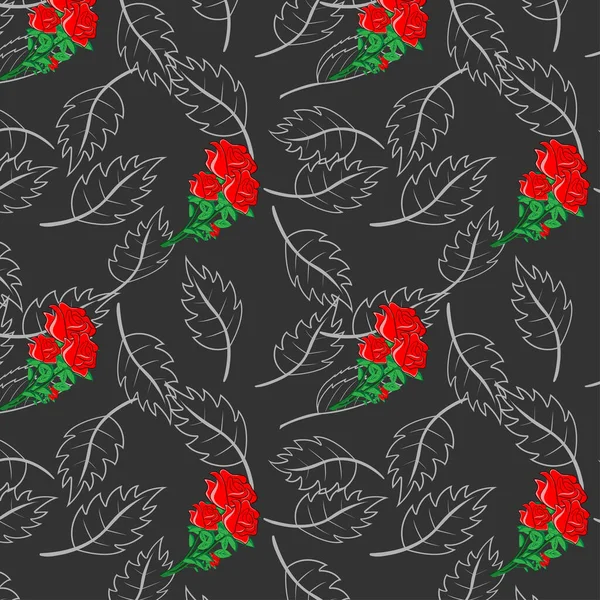 Rosa Inconsútil Rojo Hoja Flor Diseño Vector Ilustración Para Fondo — Archivo Imágenes Vectoriales