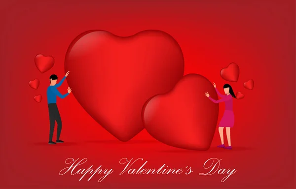 Man Vrouw Paar Liefde Met Hart Concept Valentijnsdag — Stockvector