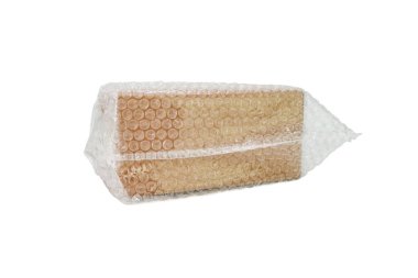 Bubbles covering the box by bubble wrap for protection product cracked isolated white background clipart