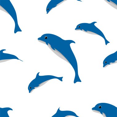 Kusursuz şirin yunus balığı mutlu bir şekilde izole edilmiş beyaz arka plan çizimi yapıyor.