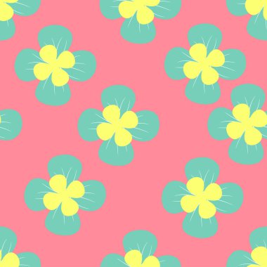 Kusursuz desenli çiçek ve pembe arkaplan vektör çizimi bırakıyor