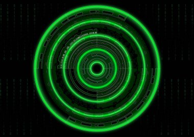 İkili kod, daire grafik teknolojisi vektör illüstrasyonuna sahip 0 1 sayı sistemi atadı 