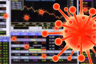 Görüntü bulanıklaştı Kriz mali grafiği Concept Coronavirus Covid19 finansal kriz ve ekonomik krizi temsil ediyor