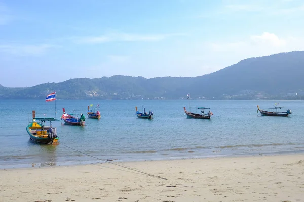 Fishing Boat Moored Beach Phuket Thailand — Stock Photo, Image