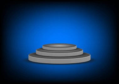 mavi tonlu arkaplan vektör illüstrasyonlu ürün sunumu için gri podyum