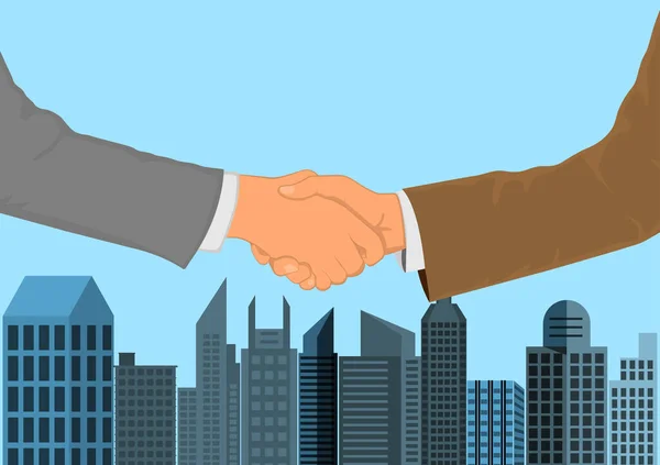 商务人员握手 为成功的商务谈判画图 — 图库矢量图片
