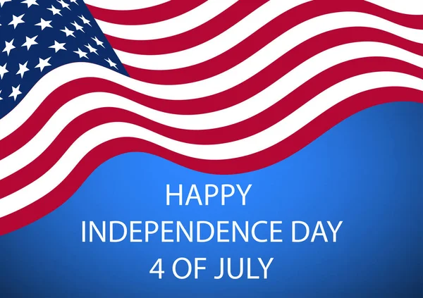 Usa Flagとともにテキスト幸せな独立記念日ベクトルイラスト青の背景 — ストックベクタ