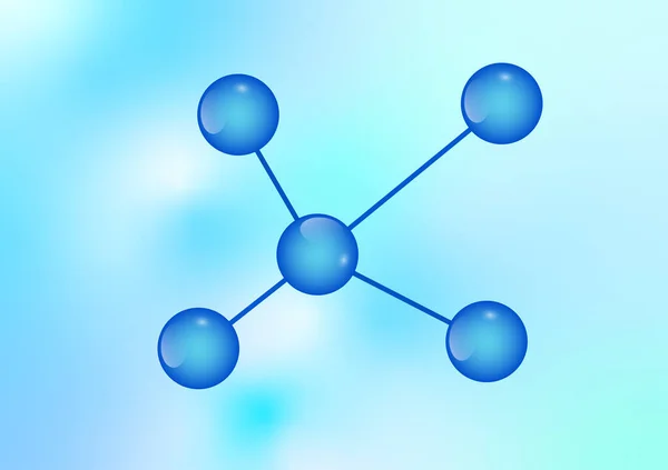 Μπάλα Μόρια Σχήματα Μπλε Φόντο Έννοια Επιστήμη Άτομο Χημική Διανυσματική — Διανυσματικό Αρχείο