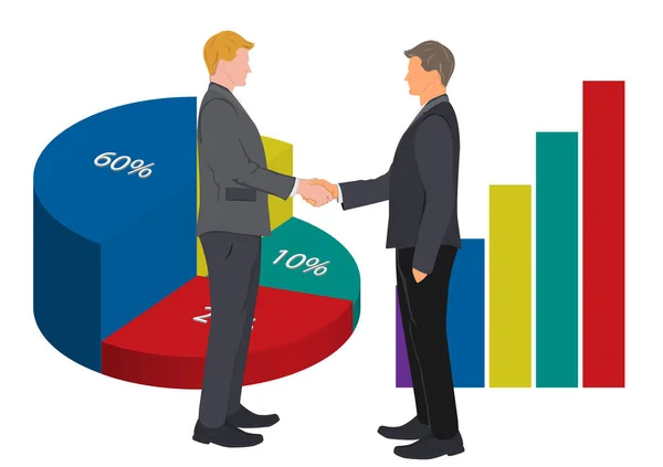 Drawing Graphics Hand Businessman Shaking Hands Successful Negotiation Business Graph — 图库矢量图片