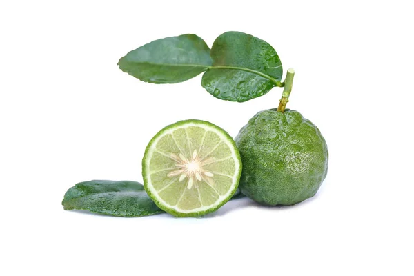 Verse Vruchten Bergamot Met Blad Isoleren Witte Achtergrond — Stockfoto