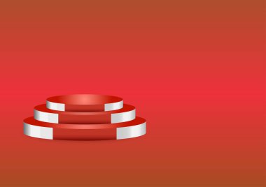kırmızı arkaplan ile spot ışığı ile ürün veya sunum için kırmızı podyum