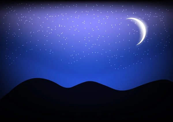 Maan Aan Hemel Nachts Grafisch Ontwerp Vector Illustratie — Stockvector