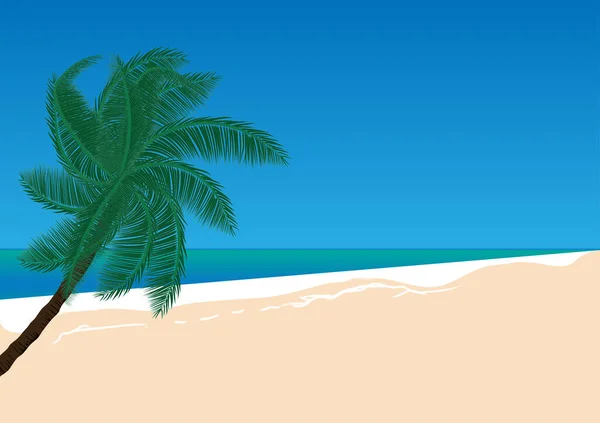 用椰树矢量图画风景 海洋和沙滩 — 图库矢量图片