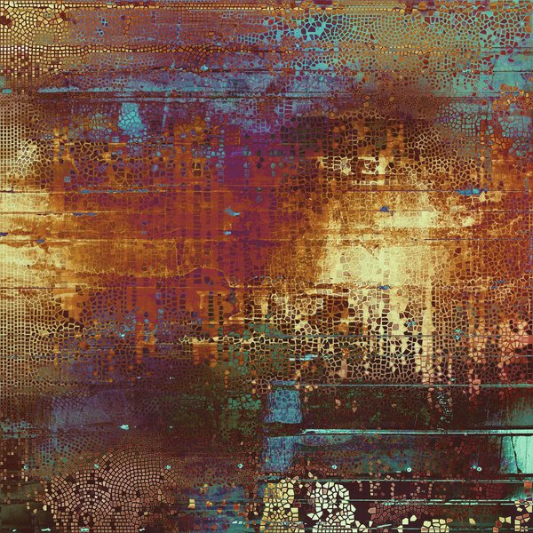 Vintage colorful textured background. Backdrop in grunge style with antique design elements and different color patterns
