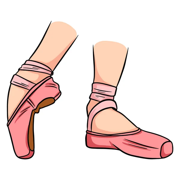 Chaussures Danse Des Chaussures Ballet Chaussures Pointe Rose Sur Jambe — Image vectorielle