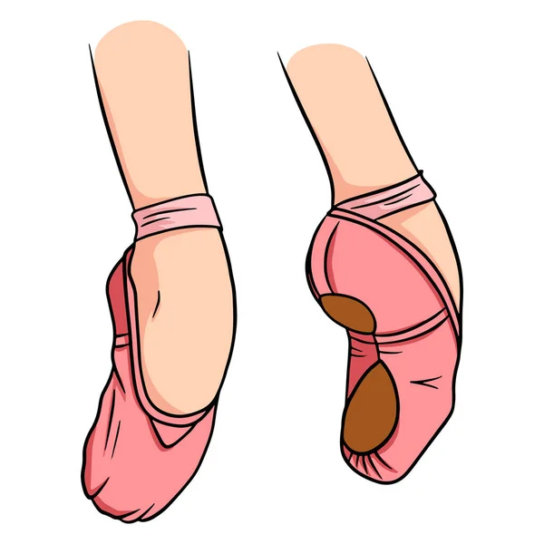 Chaussures Danse Des Chaussures Ballet Chaussures Pointe Rose Sur Jambe — Image vectorielle