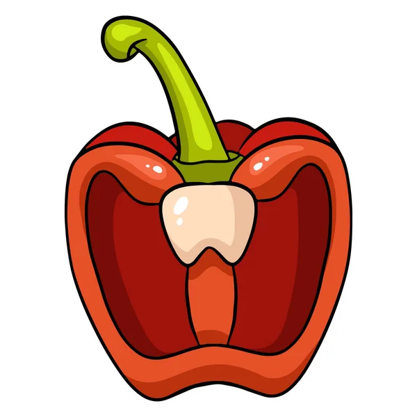 Mitad Del Pimiento Rojo Pimienta Roja Jugosa Para Diseño Decoración — Vector de stock