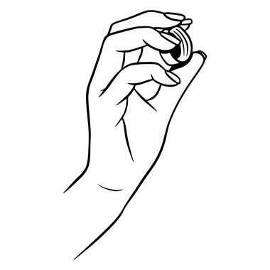 Şişe mantarı elinde. Plastik şişenin mantarı. Çizgi film tarzı. Vektör çizimi. Tasarım ve dekorasyon için..