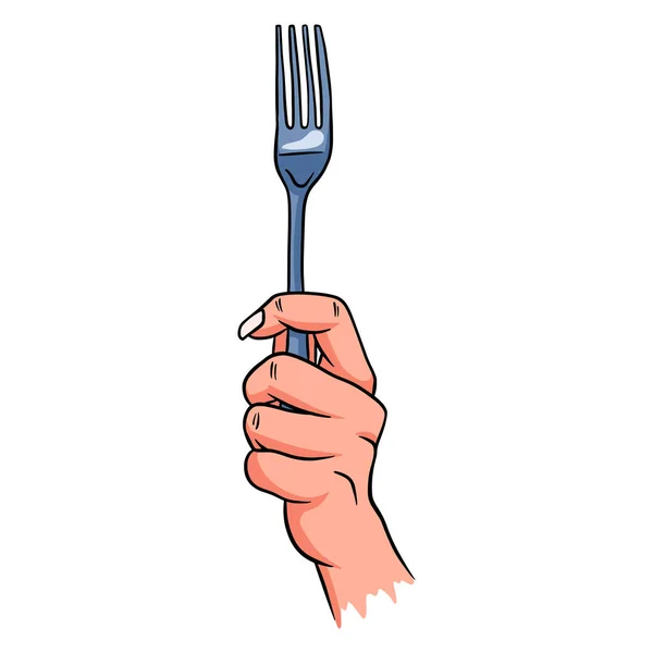 Couverts Dans Les Mains Restaurant Couverts Pour Nourriture Main Cartoon — Image vectorielle