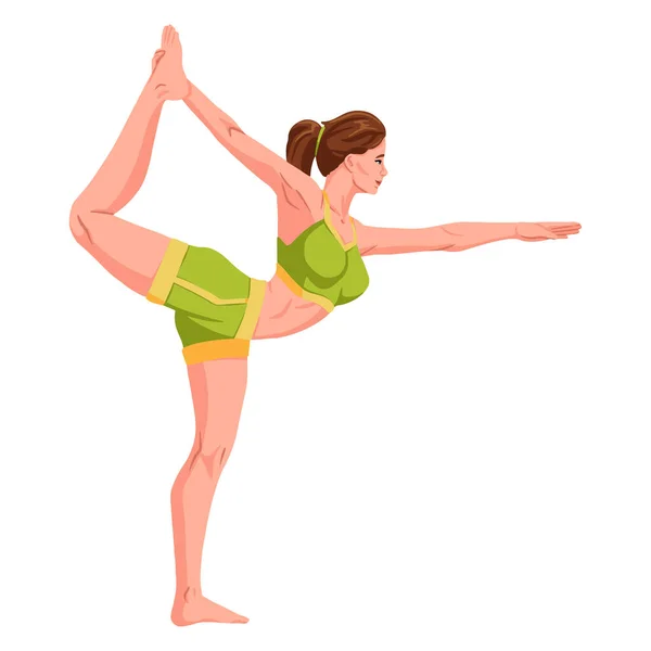 Mujer Practicando Fitnes Yoga Gimnasio Gimnasia Banner Con Ilustración Mujer — Vector de stock