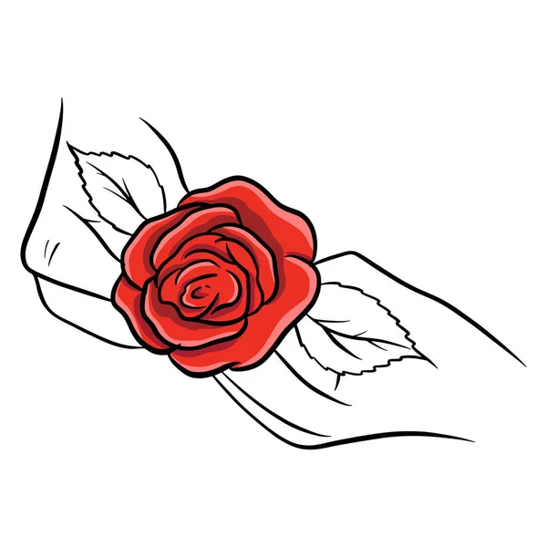 Ручные Розы Красивый Цветок Карикатурный Стиль Векторная Иллюстрация Оформления Декора — стоковый вектор